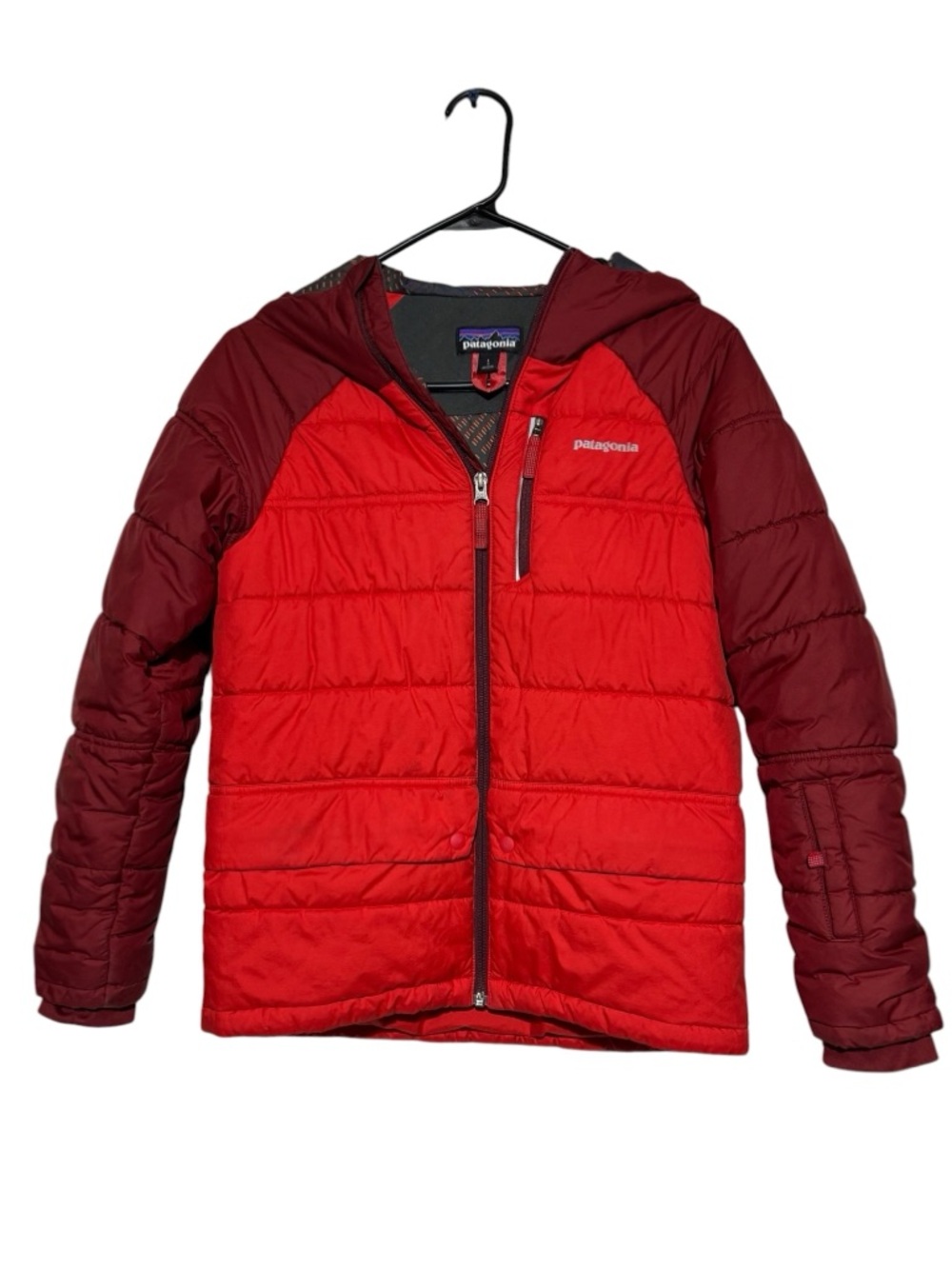 Patagonia Pine Grove Insulated Jacket Coat Boys Size L Red Maroon Winter Quilted